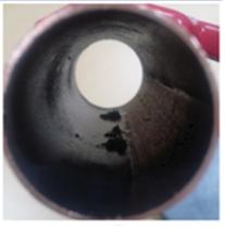 가압 공기층에 의해 발생한 스프링클러 동 배관 내에 국부적 부식(pitting corrosion)의 모습