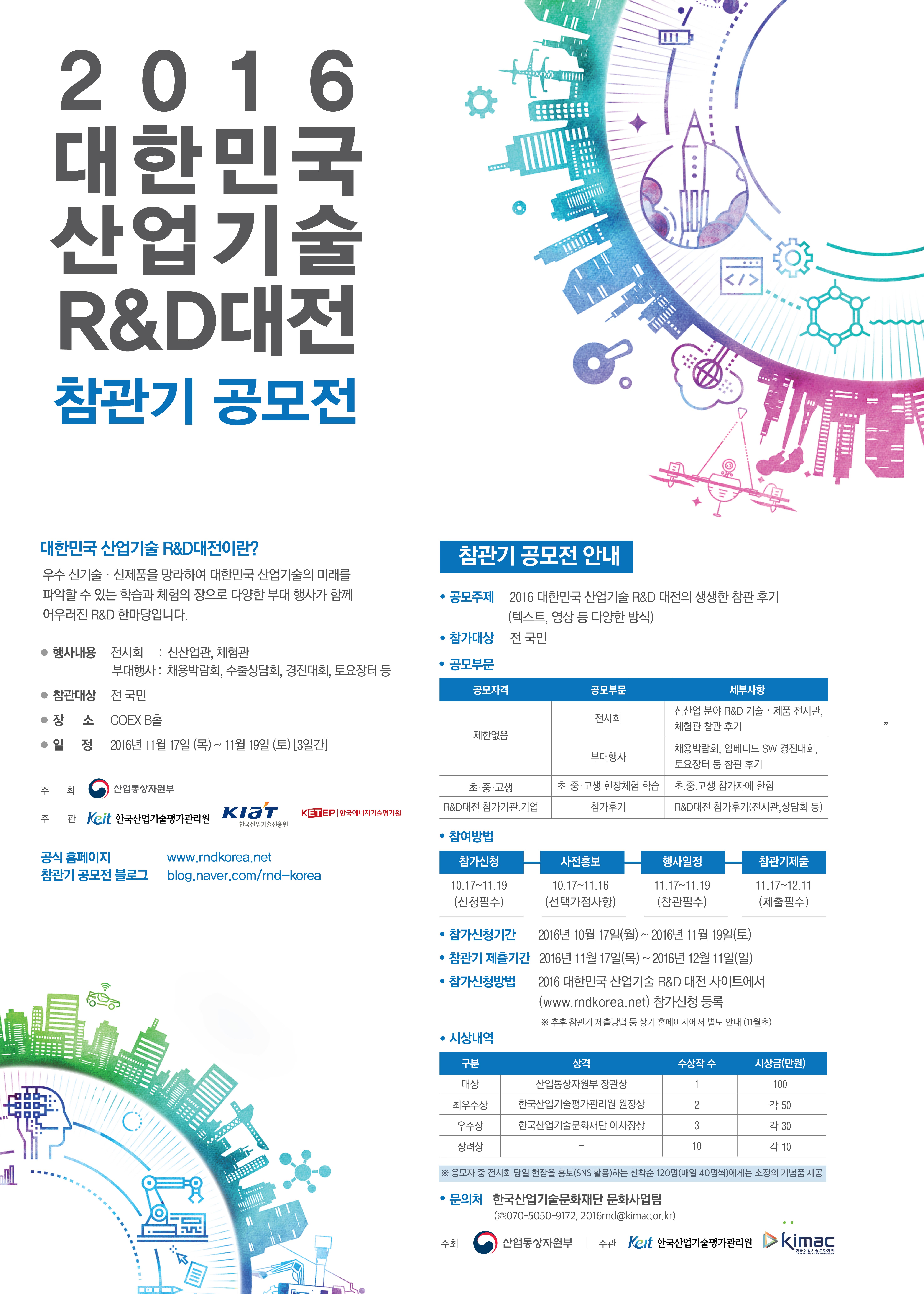 2016 대한민국 산업기술 R&D대전 참관기 공모전 포스터